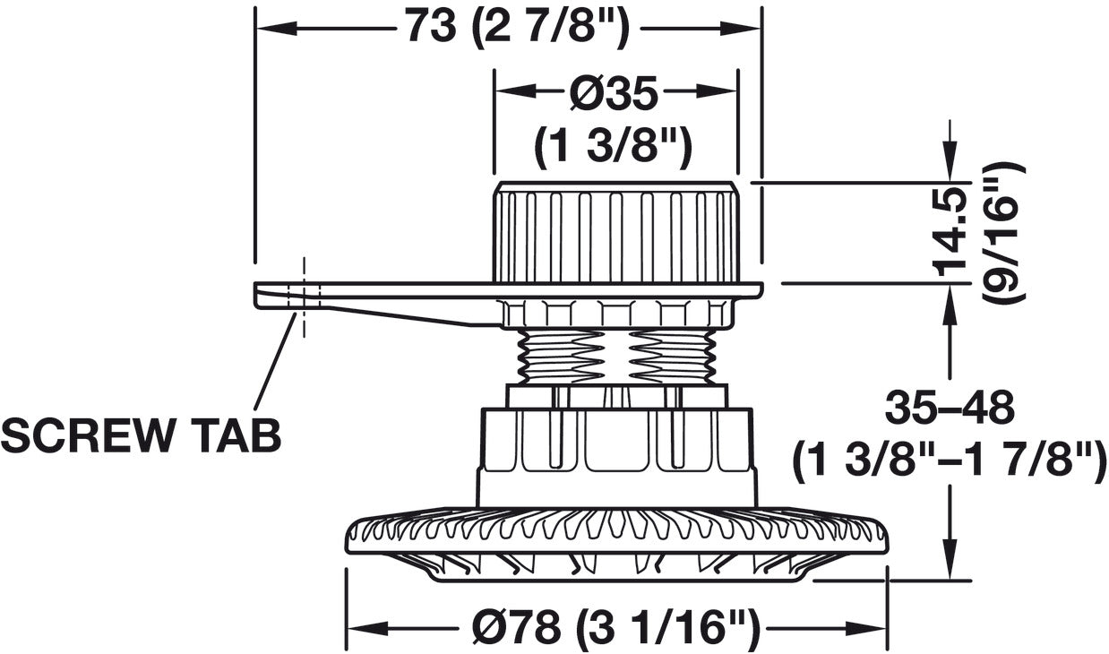 Press-Fit Low Profile Foot, with mounting plate, for Häfele AXILO™ 78 plinth system