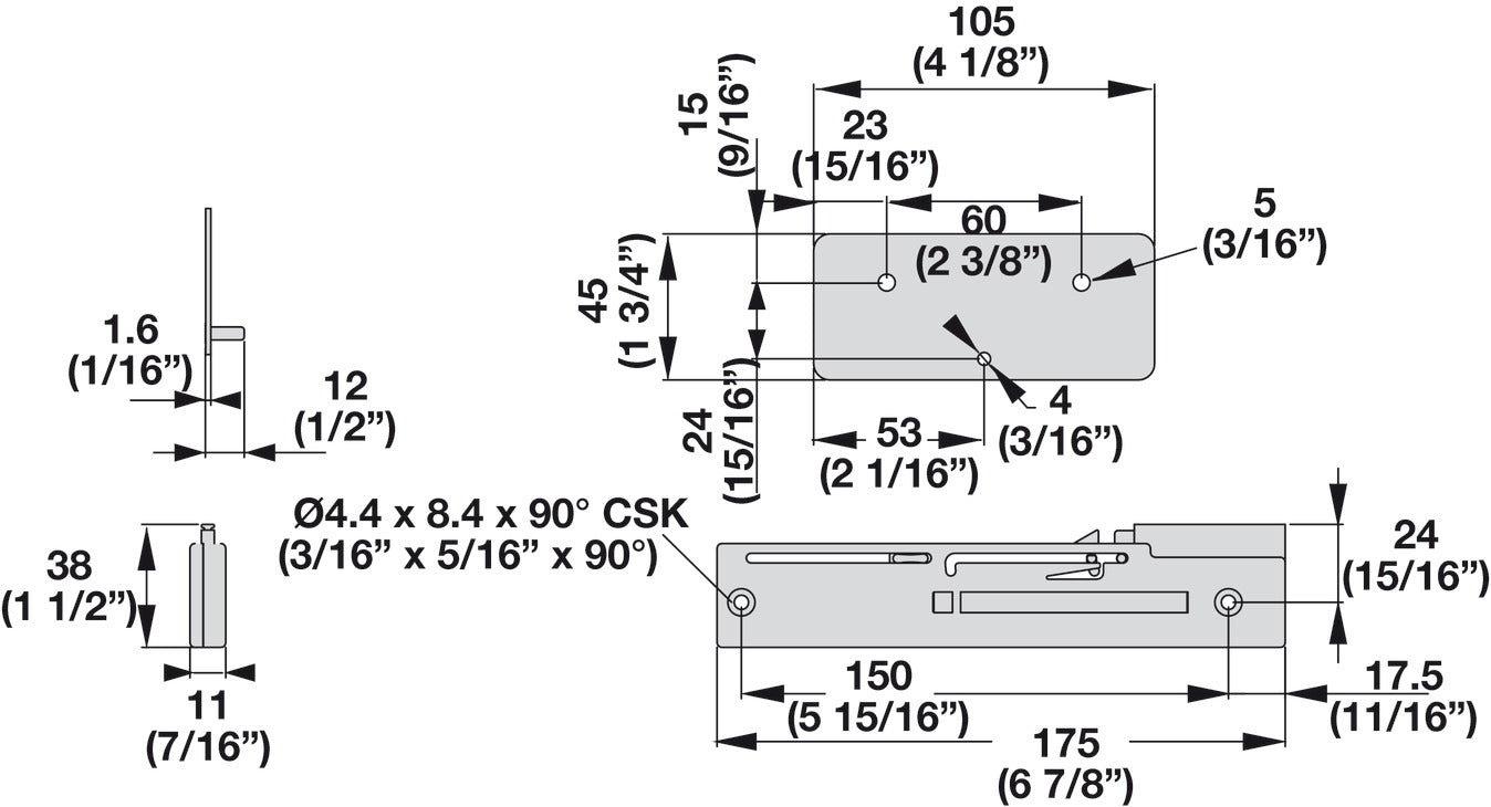 Optional Easy Close Kit, Accuride 115RC Linear Motion Track System, 265 Weight Capacity