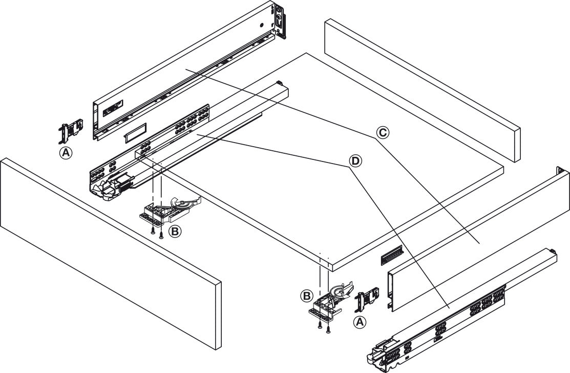 Grass Vionaro Drawer System, Side Height: (3 1/2") 89 mm