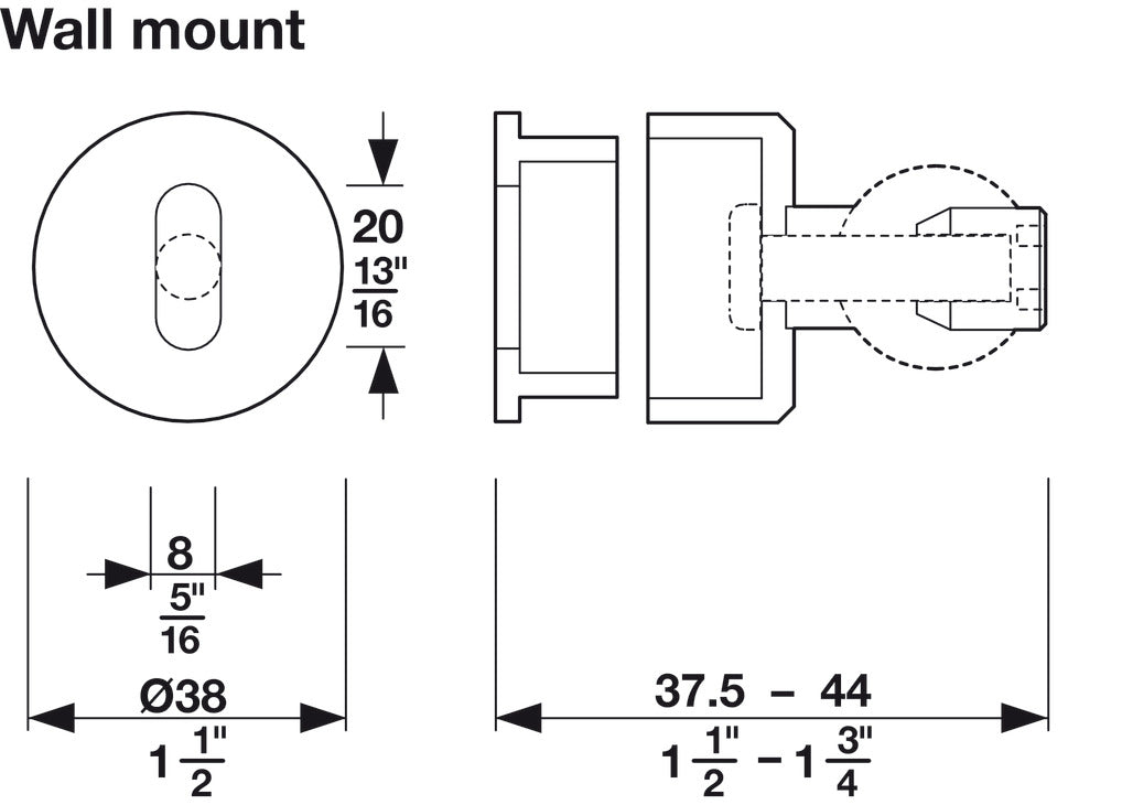 Wall Attachment, Adjustable, Ø 38mm