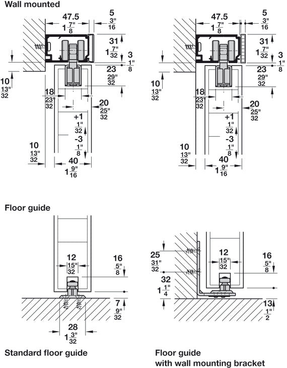 Sliding Door Hardware, Hawa Porta 60/100 HMD, Set with running track