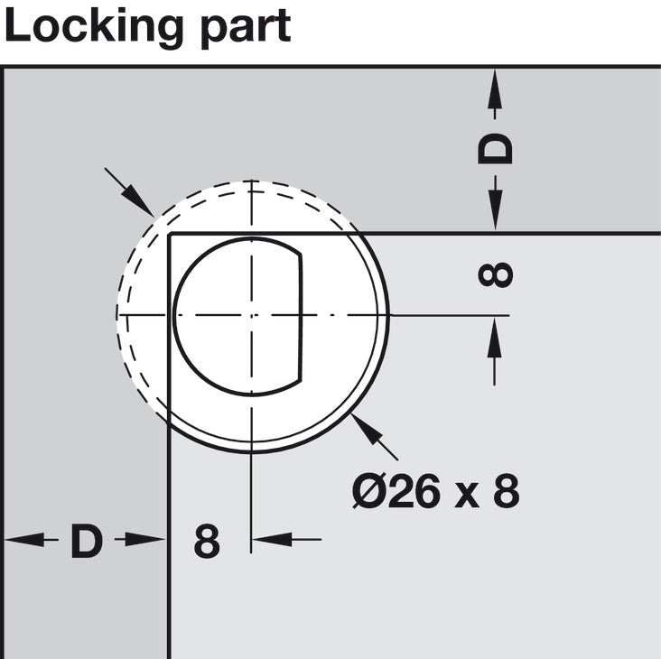 Catch for PUSH Hinge, Press-Fit