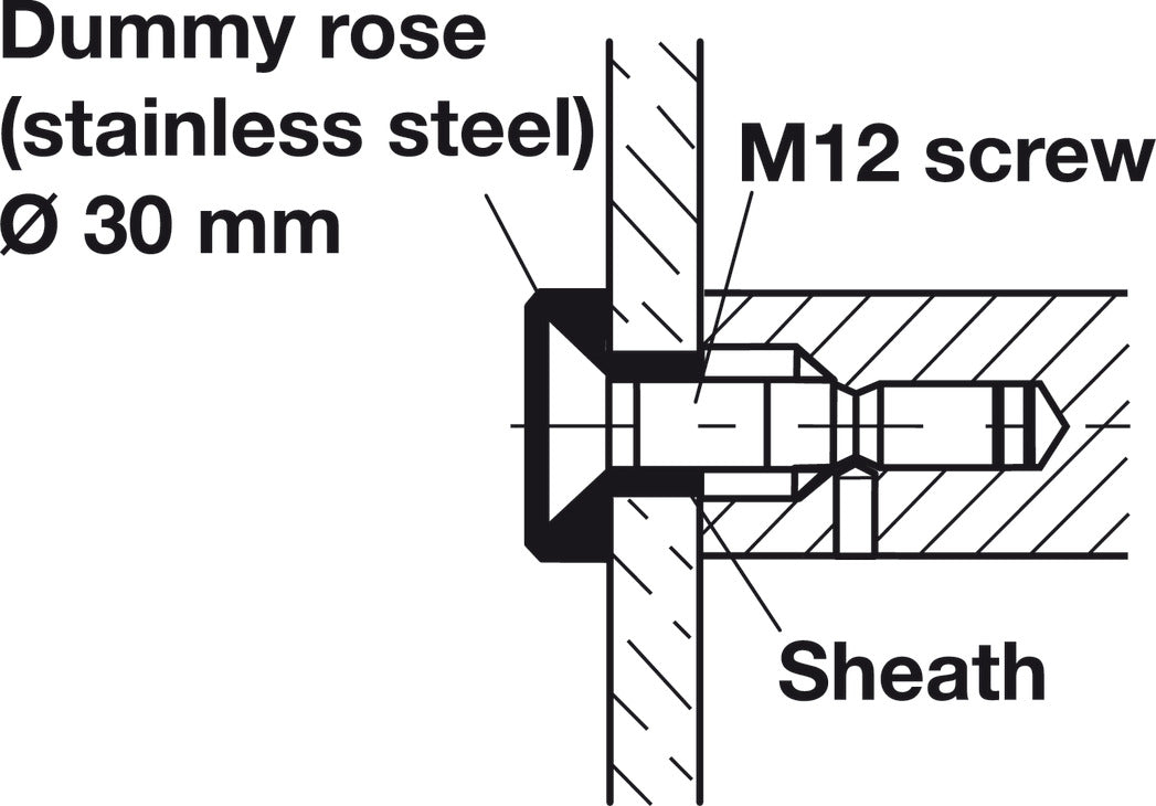Mounting Set, One-Sided with Decorative Rose, for Pull Handles
