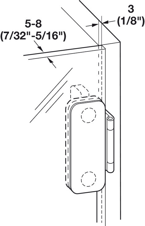 Glass Door Hinge, Aximat®, 230° Opening Angle, Glass to Wood, 3 mm Overlay