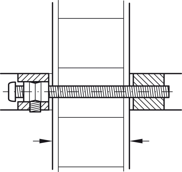 Mounting Set for Wood Door, Stainless Steel, Startec®, for Carlo Door Handle