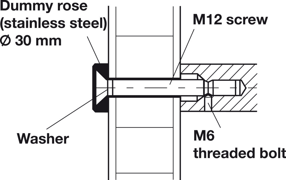 Mounting Set, One-Sided with Decorative Rose, for Pull Handles