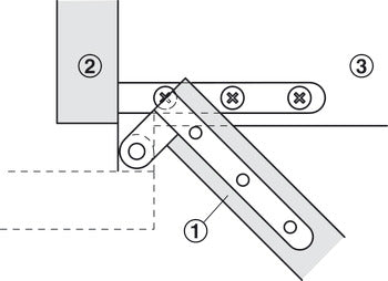 Corner Pivot Hinged, Cranked, 180° Opening Angle