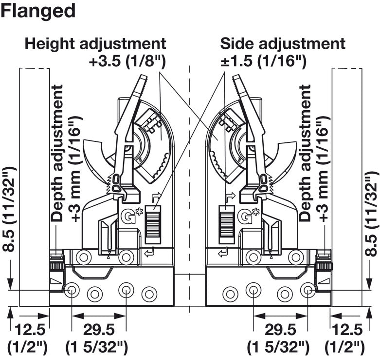 Front Locking Device, 2-D, With Flange, Dynapro