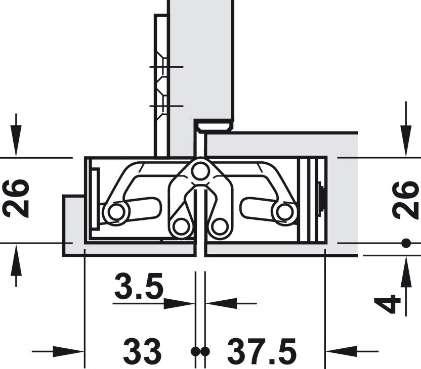 Concealed Hinge, Simonswerk TECTUS TE 526 and 527 3D, concealed, for flush doors up to 100 kg