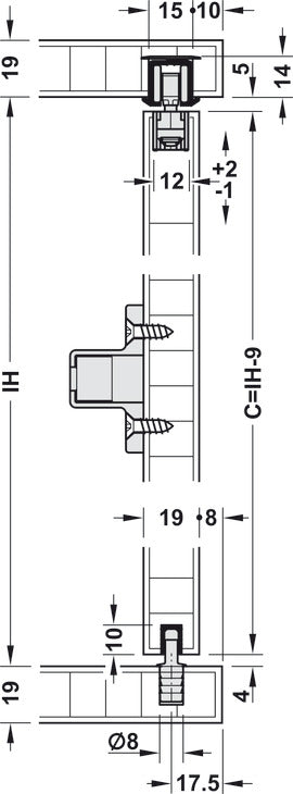 Sliding Door Hardware, Hawa Clipo 16 HM IF, set