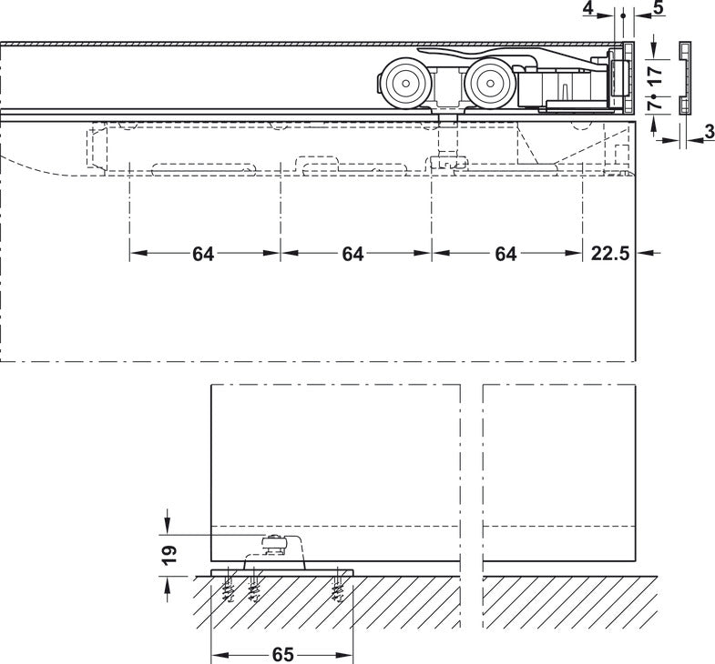 Sliding Door Hardware, Hawa Porta 60/100 HMD, Set with running track