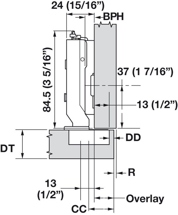 Concealed Hinge, Grass TIOMOS, 94º Opening Angle, Full Overlay