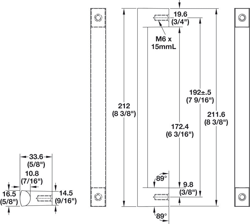 Door Pull, Stainless Steel Matt, Single Through Mount