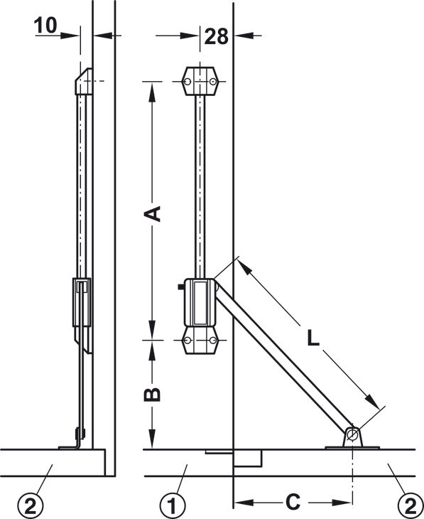 Flap Stay, Star Stop with Brake, Without magnet