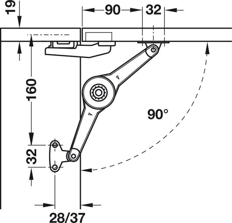 Lid stay/flap stay, Duo Standard, Individual Component