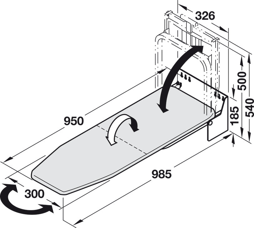 Hafele Ironfix® Ironing Board, Wall-Mounted