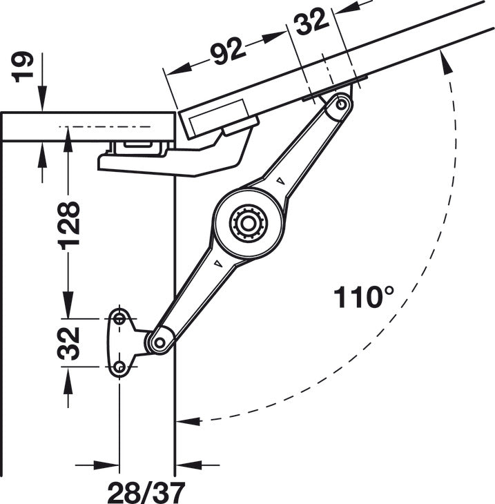 Lid stay/flap stay, Duo Standard, Individual Component