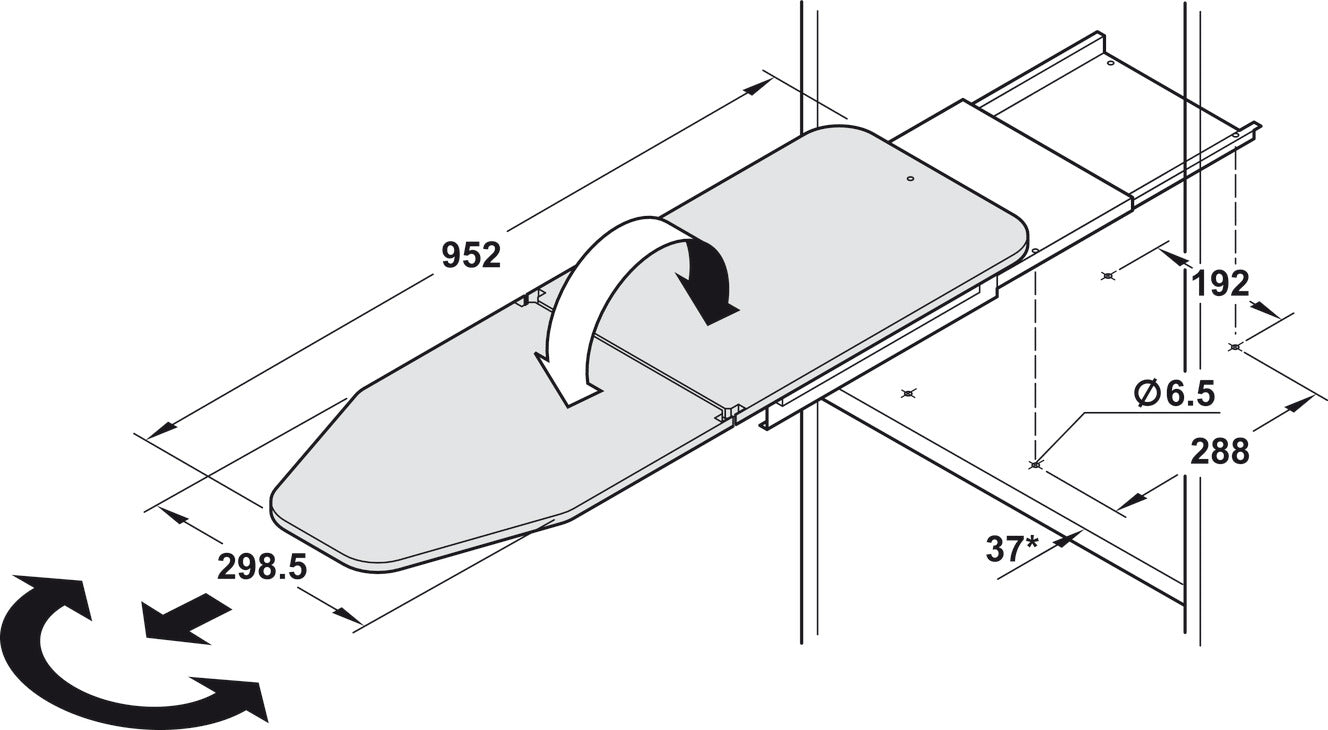 Hafele Ironfix® Ironing Board, Shelf-Mounted