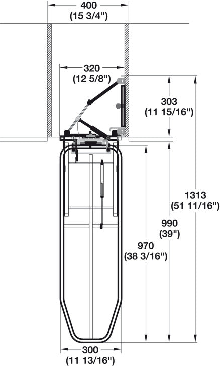 Häfele Ironing Board, Rotating Vertical Mount