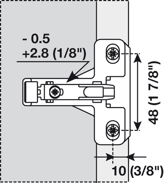Face Frame Wing Mounting Plate, Salice, Silentia, Screw-mounted