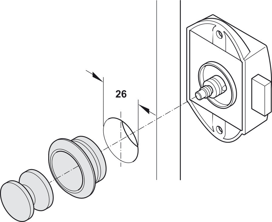 Push-Lock, Häfele Push-Lock, can be operated from one side