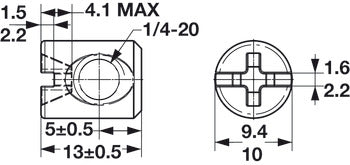 Cross Dowel, 1/4 - 20 x 13 mm, Phillips