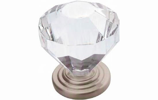 14303G10 - 1-1/4" Diameter Clear Acrylic/Satin Nickel Traditional Classics Knob