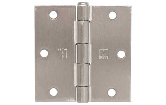 1741-15-312 - 3.5" x 3.5" Satin Nickel Plain Bearing Hinge with Square Corners