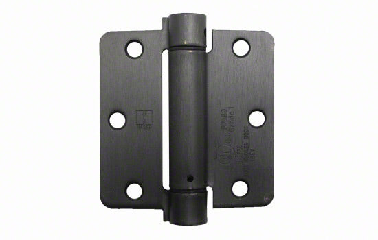 1751-10R312 - 3.5" x 3.5" Antique Bronze Single Spring Hinge with 1/4" Radius Corners