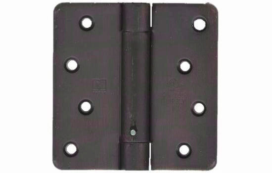 1751-10R4 - 4" x 4" Antique Bronze Single Spring Hinge with 1/4" Radius Corners
