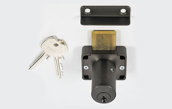 200BLK138MK01 - 1-3/8" Black 5 Pin Master Keyed Drawer Lock - Keyed Alike Key #0001