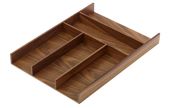 2505260373 - 11-13/16"W x 16-11/16"D Walnut Wood Cutlery Insert for StraightLine Drawer Organizer System