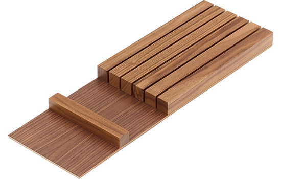 2505340373 - 5-3/8"W x 16-11/16"D Walnut Wood Knife Block Drawer Insert for StraightLine Drawer Organizer System
