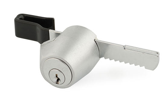 329R-26DMK01 - Dull Chrome Pin & Tumbler Ratchet Showcase Master Keyed Lock for 1/4" Material - Key #0001