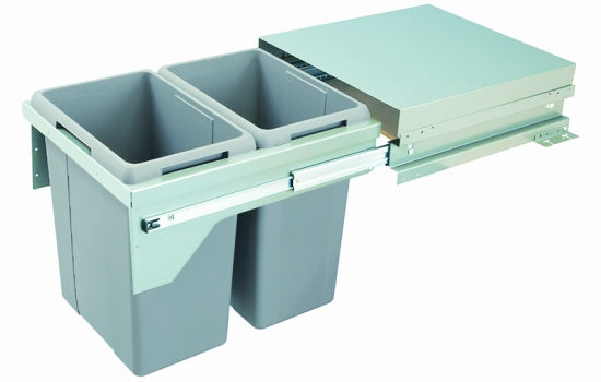 502.74.252 - 19-1/2"W Silver 44QT Double Waste Container Pullout