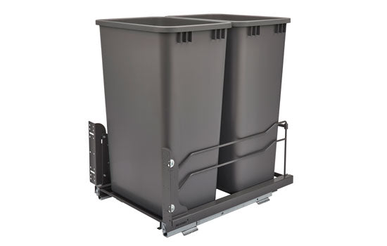 53WC-2150SCDM-213 - Orion Gray Soft-Close 50QT Double Waste Container Pullout