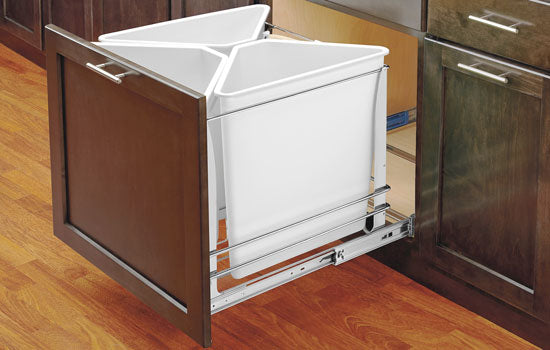 5BBSC-WMDM24-W - White Soft-close 25QT Triple Bin Recycling Center Pullout