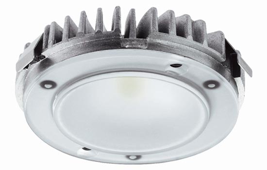 833.72.351 - 3.8W Silver 12V LED 2025 Warm White (3000K) Loox Puck Downlight