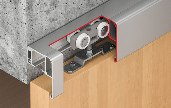 940.83.006 - Soft-Closing One Side Door Hardware Set 940 Series for Sliding Doors Over 19-3/4"W - 176 lbs