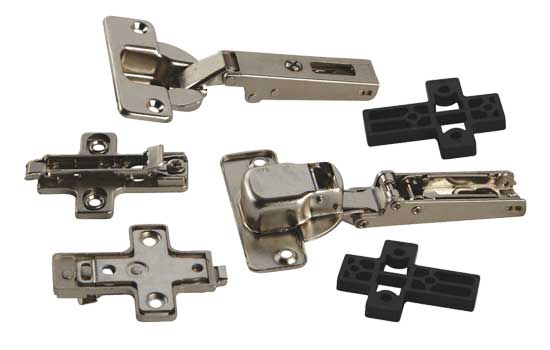 AC4180-0292XE - 40mm 7/16" Overlay Self Closing Zinc Accuride Hinge Kit for 1432 Flipper Door Kit (2 hinges, 2 plates, 2 spacers, screws)