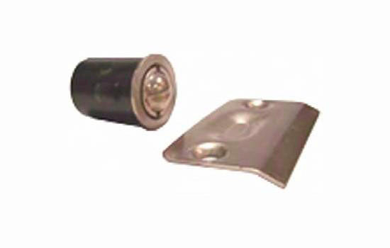 BCD15 - Nickel 7/8" Diameter Drive-in Roller Ball Catch with Radius Corner Strike
