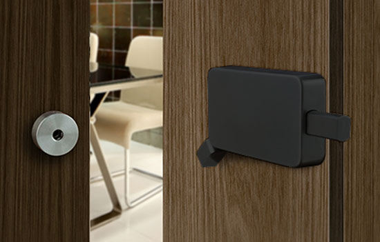 BD1022-19G - Graphite Black Surface Jamb Mount Barn Door Privacy Lock