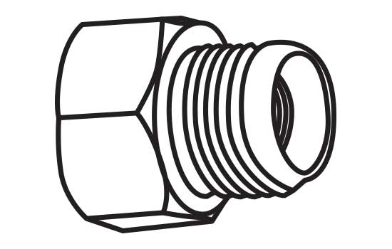 BK72-55 - 1/4" Inlet to 3/8" Outlet Binks Fluid Nozzle Adapter for BK2100 Spray Gun - 250 PSI Max
