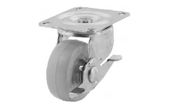 C30MRSB - 3" Diameter Gray Non-marking Swivel with Brake Caster