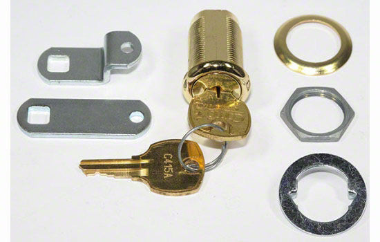 C8053-3-346 - 1-3/16" Bright Brass Disc Tumbler Cam Lock for 7/8" Material - Keyed Alike Key #346
