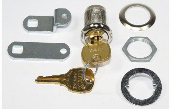 C8054-14A-415 - 15/16" Bright Nickel Disc Tumbler Cam Lock for 5/8" Material - Keyed Alike Key #415