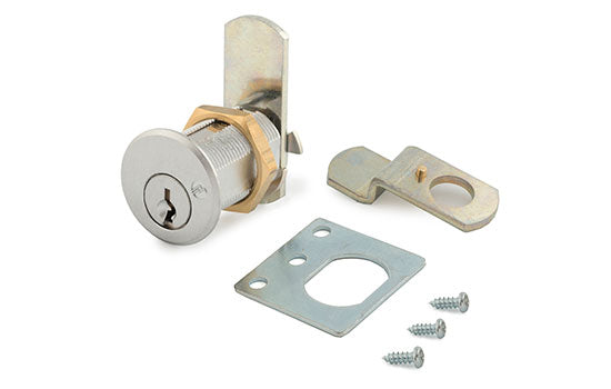 DCN1-26DMK01 - 1" Dull Chrome Pin & Tumbler Master Keyed Cam Lock for 3/4" Material - Keyed Alike Key #0001