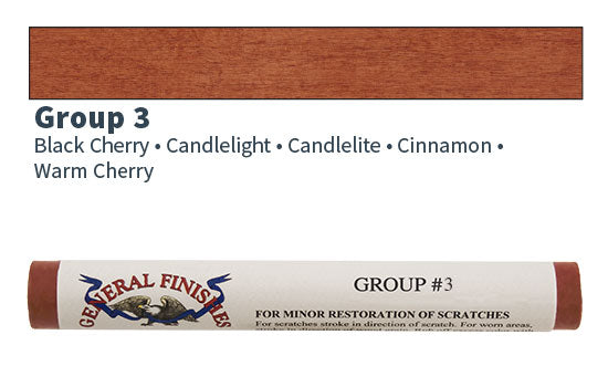 GF-G3FS - Color Group 3 Wax Fill Stick - Black Cherry, Candlelight, Candlelite, Cinnamon, Warm Cherry