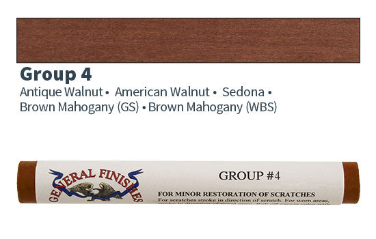GF-G4FS - Color Group 4 Wax Fill Stick - American Walnut, Antique Walnut, Brown Mahogany, Sedona