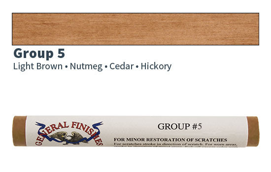 GF-G5FS - Color Group 5 Wax Fill Stick - Cedar, Hickory, Light Brown, Nutmeg